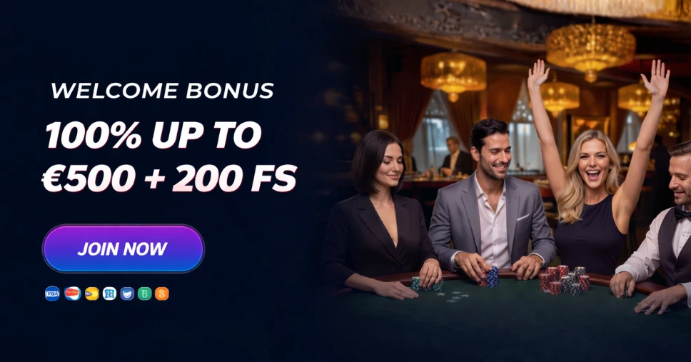 Banner featuring the 270% up to €4,250 + 550 free spins welcome package at Spinzen Casino.